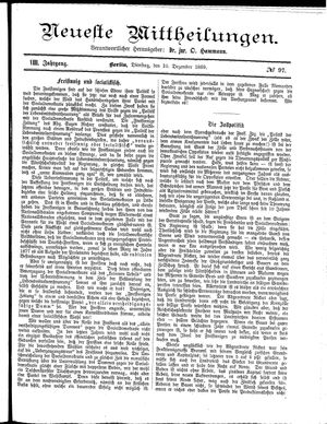 Neueste Mittheilungen vom 10.12.1889