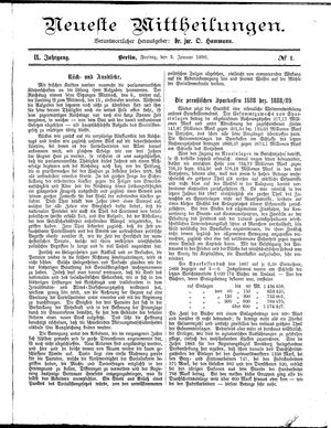 Neueste Mittheilungen on Jan 3, 1890