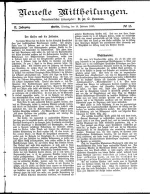 Neueste Mittheilungen vom 18.02.1890