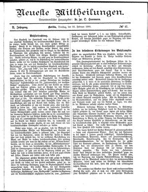 Neueste Mittheilungen vom 25.02.1890