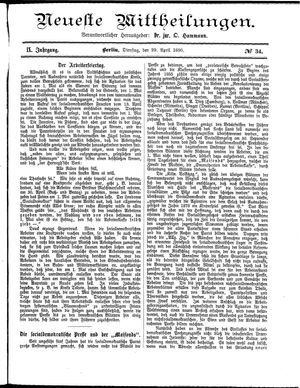 Neueste Mittheilungen vom 29.04.1890