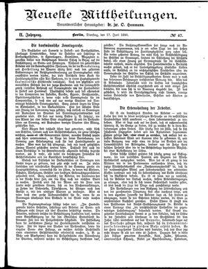 Neueste Mittheilungen vom 17.06.1890