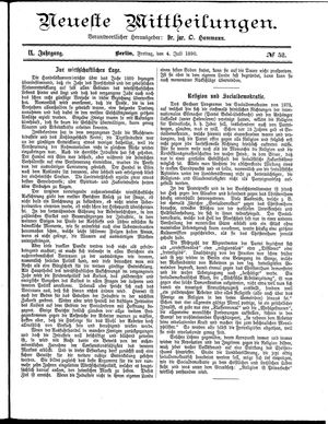 Neueste Mittheilungen vom 04.07.1890