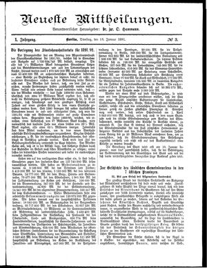 Neueste Mittheilungen vom 13.01.1891