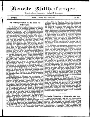 Neueste Mittheilungen vom 03.03.1891