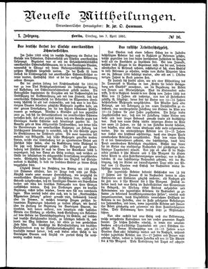 Neueste Mittheilungen vom 07.04.1891