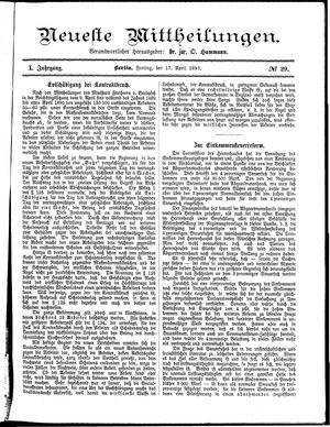 Neueste Mittheilungen vom 17.04.1891