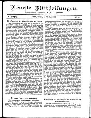 Neueste Mittheilungen vom 30.06.1891