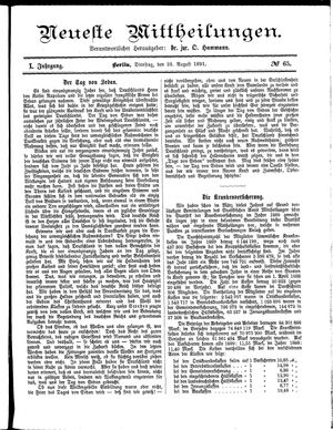 Neueste Mittheilungen vom 25.08.1891
