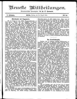 Neueste Mittheilungen vom 28.08.1891