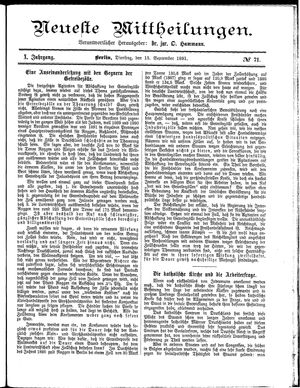 Neueste Mittheilungen vom 15.09.1891