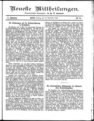 Neueste Mittheilungen vom 18.09.1891