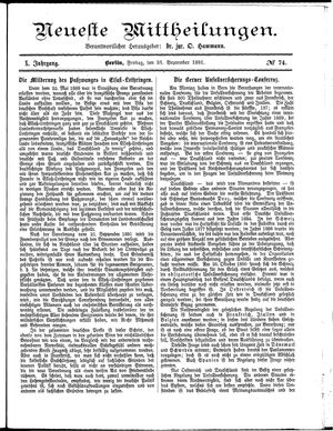 Neueste Mittheilungen vom 25.09.1891
