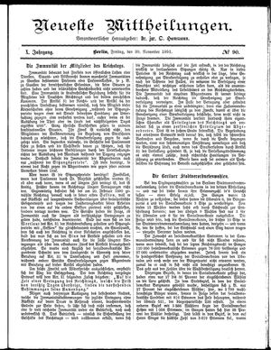 Neueste Mittheilungen vom 20.11.1891
