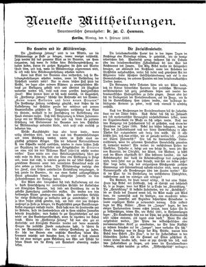 Neueste Mittheilungen vom 06.02.1893