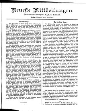 Neueste Mittheilungen vom 03.05.1893
