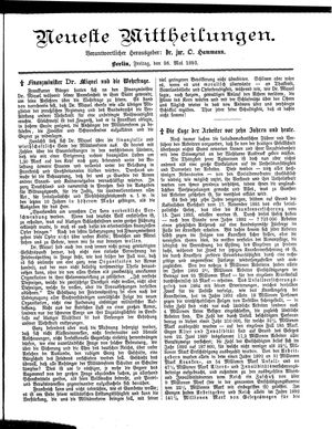 Neueste Mittheilungen vom 26.05.1893