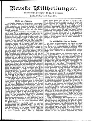 Neueste Mittheilungen vom 22.08.1893