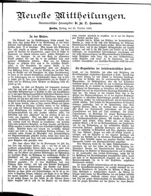 Neueste Mittheilungen vom 20.10.1893