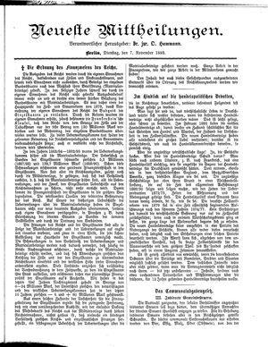 Neueste Mittheilungen vom 07.11.1893