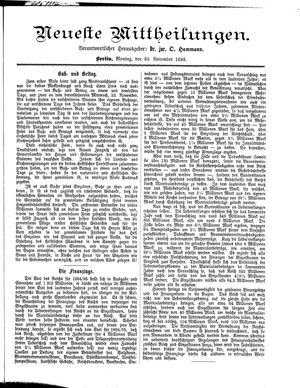 Neueste Mittheilungen vom 20.11.1893
