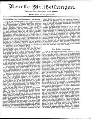 Neueste Mittheilungen vom 12.01.1894