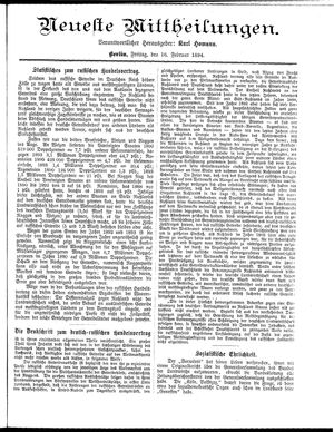 Neueste Mittheilungen vom 16.02.1894