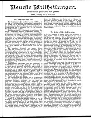 Neueste Mittheilungen vom 13.03.1894