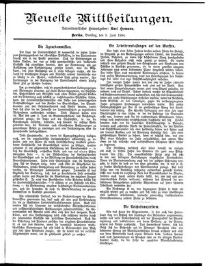 Neueste Mittheilungen vom 05.06.1894