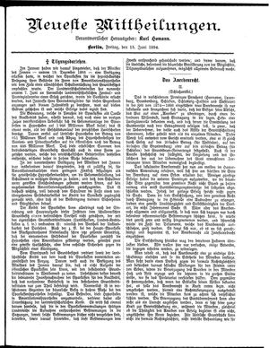 Neueste Mittheilungen vom 15.06.1894