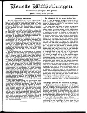 Neueste Mittheilungen vom 19.06.1894