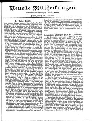 Neueste Mittheilungen vom 06.07.1894