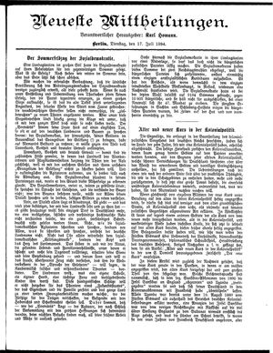 Neueste Mittheilungen vom 17.07.1894