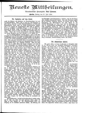 Neueste Mittheilungen vom 27.07.1894