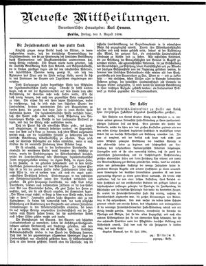 Neueste Mittheilungen vom 03.08.1894