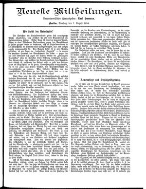 Neueste Mittheilungen vom 07.08.1894