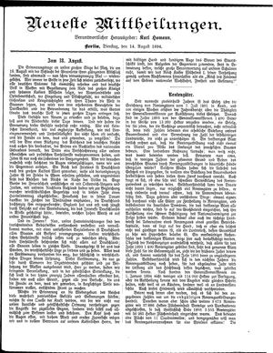 Neueste Mittheilungen vom 14.08.1894