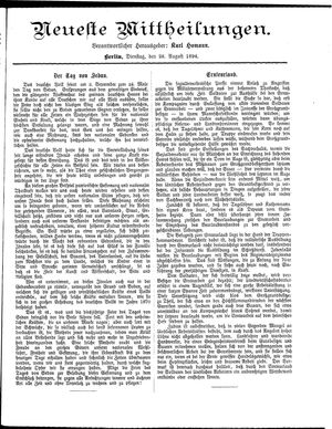 Neueste Mittheilungen vom 28.08.1894