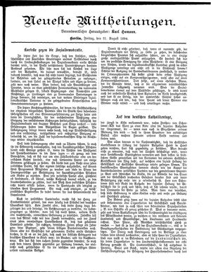 Neueste Mittheilungen vom 31.08.1894