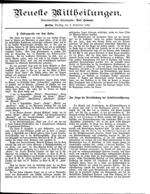 Neueste Mittheilungen vom 04.09.1894