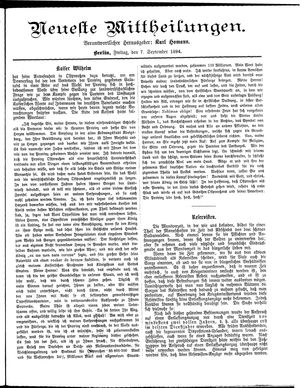 Neueste Mittheilungen vom 07.09.1894