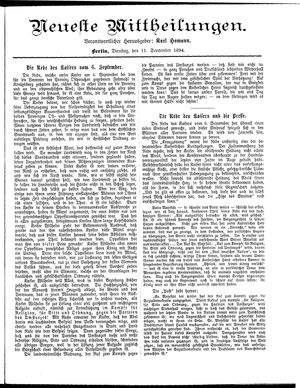 Neueste Mittheilungen vom 11.09.1894