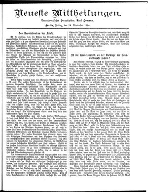 Neueste Mittheilungen on Sep 14, 1894