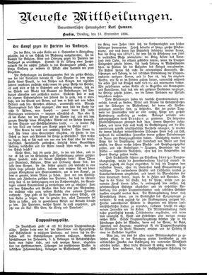 Neueste Mittheilungen vom 18.09.1894