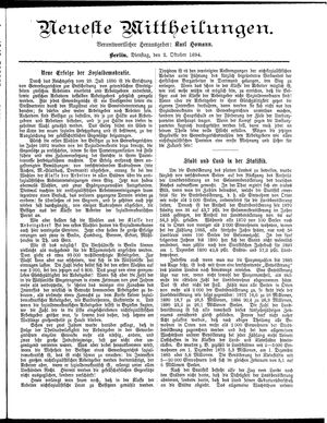 Neueste Mittheilungen vom 02.10.1894
