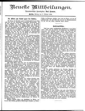Neueste Mittheilungen vom 05.10.1894