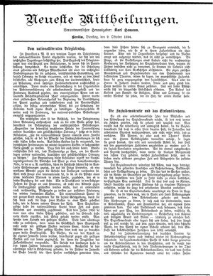 Neueste Mittheilungen vom 09.10.1894