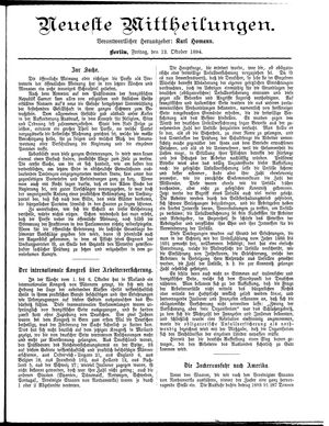 Neueste Mittheilungen vom 12.10.1894