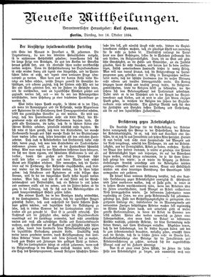 Neueste Mittheilungen vom 16.10.1894