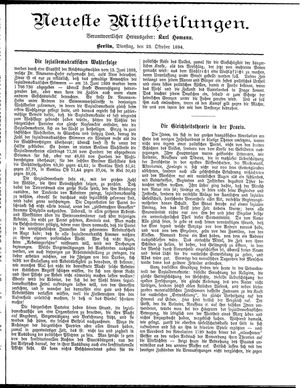 Neueste Mittheilungen vom 23.10.1894